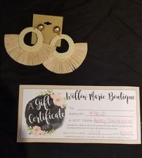 Willow Marie gift cert and earrings 202//224